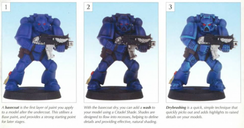These are the instructions in the book "How to Paint Citadel Miniatures"