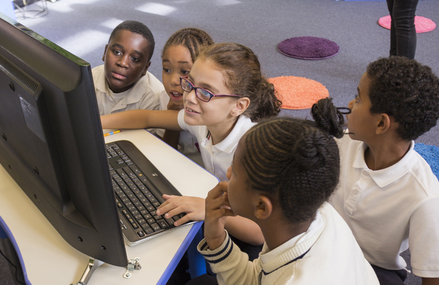 Sugata Mitra supports a learning session at the opening of SOLE NYC, the first ever SOLE laboratory in the United States - October 14, 2015, PS 197, New York, NY. Photo: Dian Lofton/TED