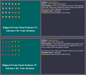 Rips of characters from Final Fantasy IV provided by a user of the Charas Project database